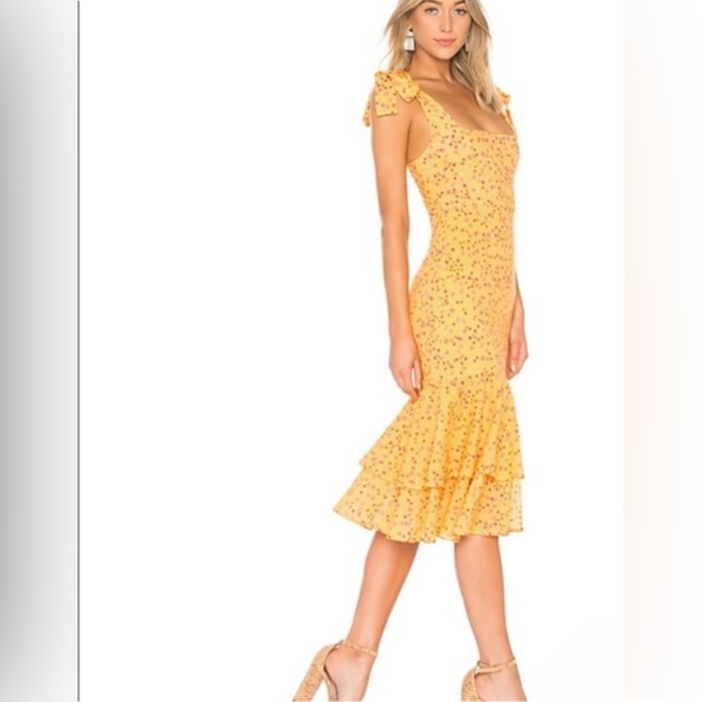 Lovers + Friends  Yellow Floral Ditsy Day Keeper midi dress size small
